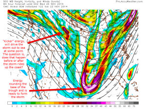 12z CMC Model IDEA for 500mb height, vorticy, wind speed/direction on Tuesday at 7:00PM
