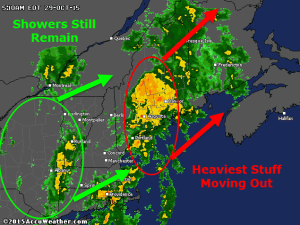 5:10 AM Radar Showing Very Heavy Rain Across NE Areas With Lighter More Scattered Precip Back To Our West. 