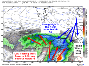 12Z CMC Model Showing The Major Players In Tuesday's Event
