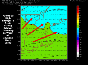 18Z NAM Showing Warm Air Moving In Aloft Allowing For Snow To Mix With Sleet In SW Areas. Image Credit: Accuweather