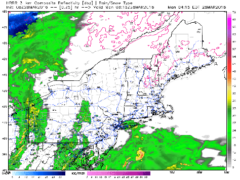 HRRR Giving An Idea On How Things Play Out Today. Credit: Weatherbell