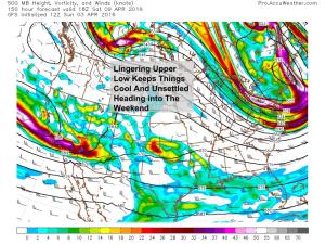 12Z GFS Showing An Upper Low Lingering Over The Area Next Weekend. Image Credit: Accuweather