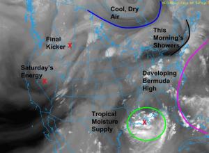 Current Water Vapor Satellite Showing All The Players For The Weekend Rain Event. Image Credit: COD Nexlab