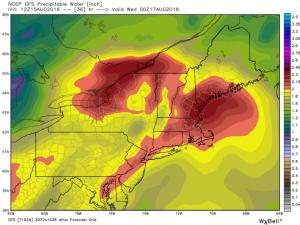 12Z GFS Showing Tropical Moisture To Fuel Heavy Rains Tomorrow. Credit: Weatherbell