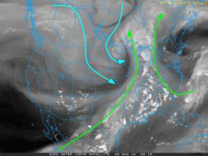 Current 4:30 PM WV Satellite Showing The Setup For Sunday Night. Image Credit: COD