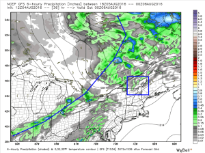 12Z GFS Showing Saturday's Cold Front Slowly Nearing Friday Afternoon With The Chance For Showers In NW Areas. Image Credit: Weatherbell
