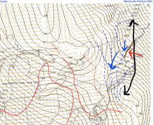 6 PM Obs Showing The Developing Storm Beginning To Wrap Cold Air In From The West. Image Credit: SPC Mesoanalysis