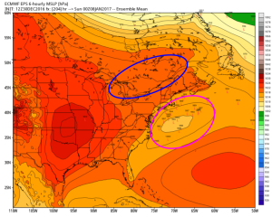 Euro EPS Showing Signals For Potential Coastal Activity Late Week. Image Credit: Weatherbell