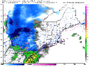 HRRR Model Showing Heavy Snow Developing Tonight. Credit: Weatherbell