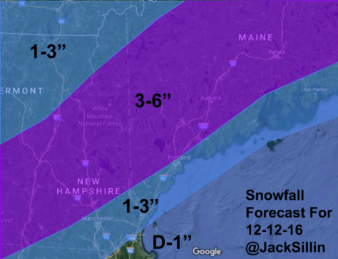 Forecast Snowfall Sunday Night-Monday. 