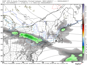 12Z GFS Showing More Light Rain/Snow Showers Saturday. Credit: Weatherbell