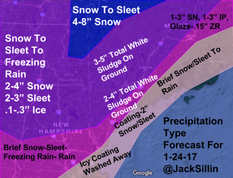 Forecasted Precip Types/Amounts For Tomorrow