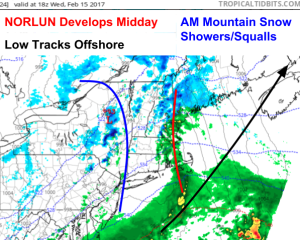 18Z 3km NAM Showing Our System Getting Into Place Tomorrow Mid Day. Image Credit: Tropical Tidbits